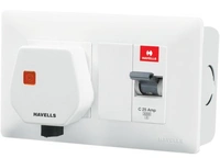 Havells AC DBOXx MCB Protected Socket PVC Plastic Base Model (White) - 25A, White, NA
